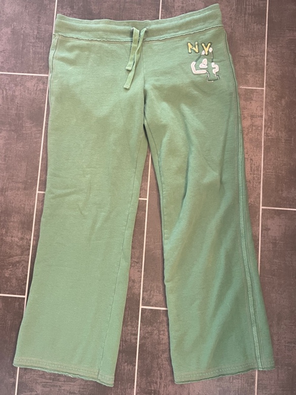 Women’s Abercrombie Green NY Logo Lounge Pants Sz L EUC